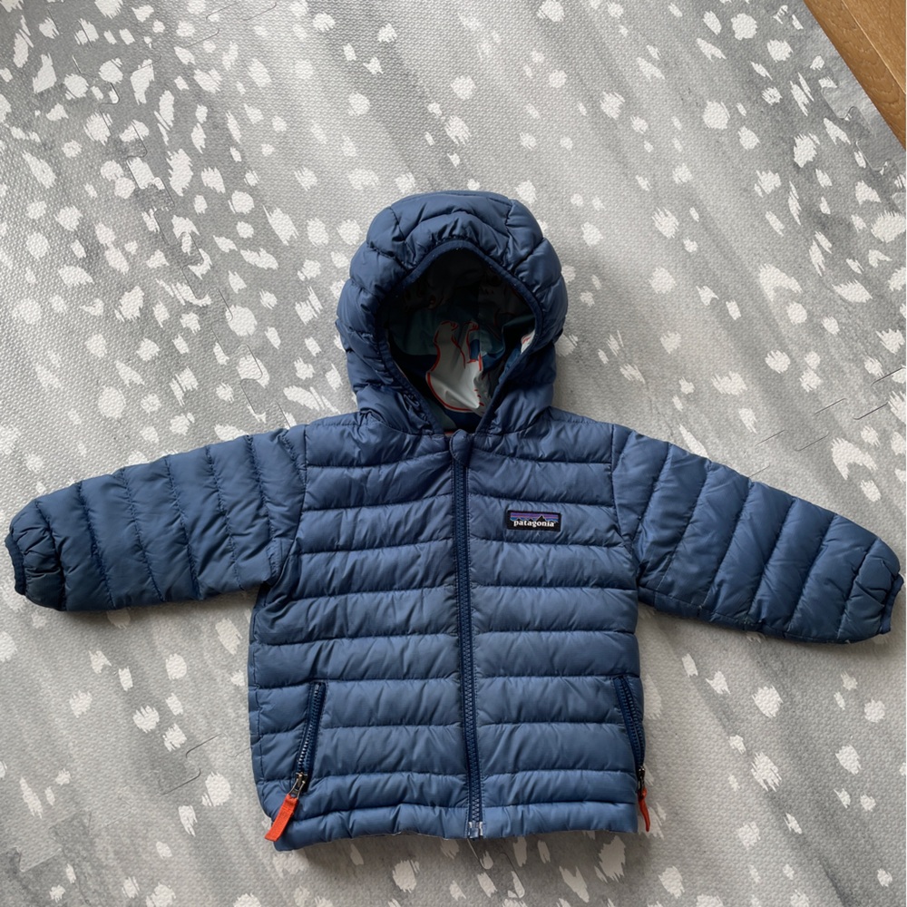 Patagonia reversible down sweater jacket, 12-18 months